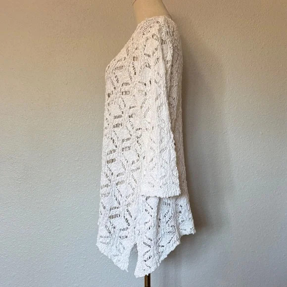 NWT J. Jill White Crochet Cotton Knit Sweater size Large - Picture 5 of 15